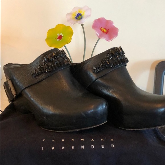 Vera Wang Lavender Label Shoes - Vera Wang Black buckle sequin clogs
